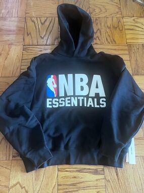 Essentials NBA Crewneck Hoodie in Black with White Logo